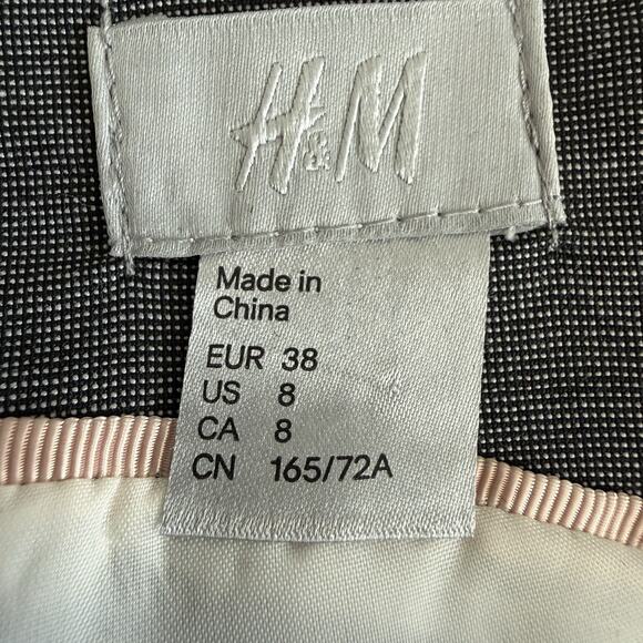 H&M Women’s Short Sleeve Gray Knee Length Dress Sz 8 Dainty Career Lined Office - Picture 3 of 9